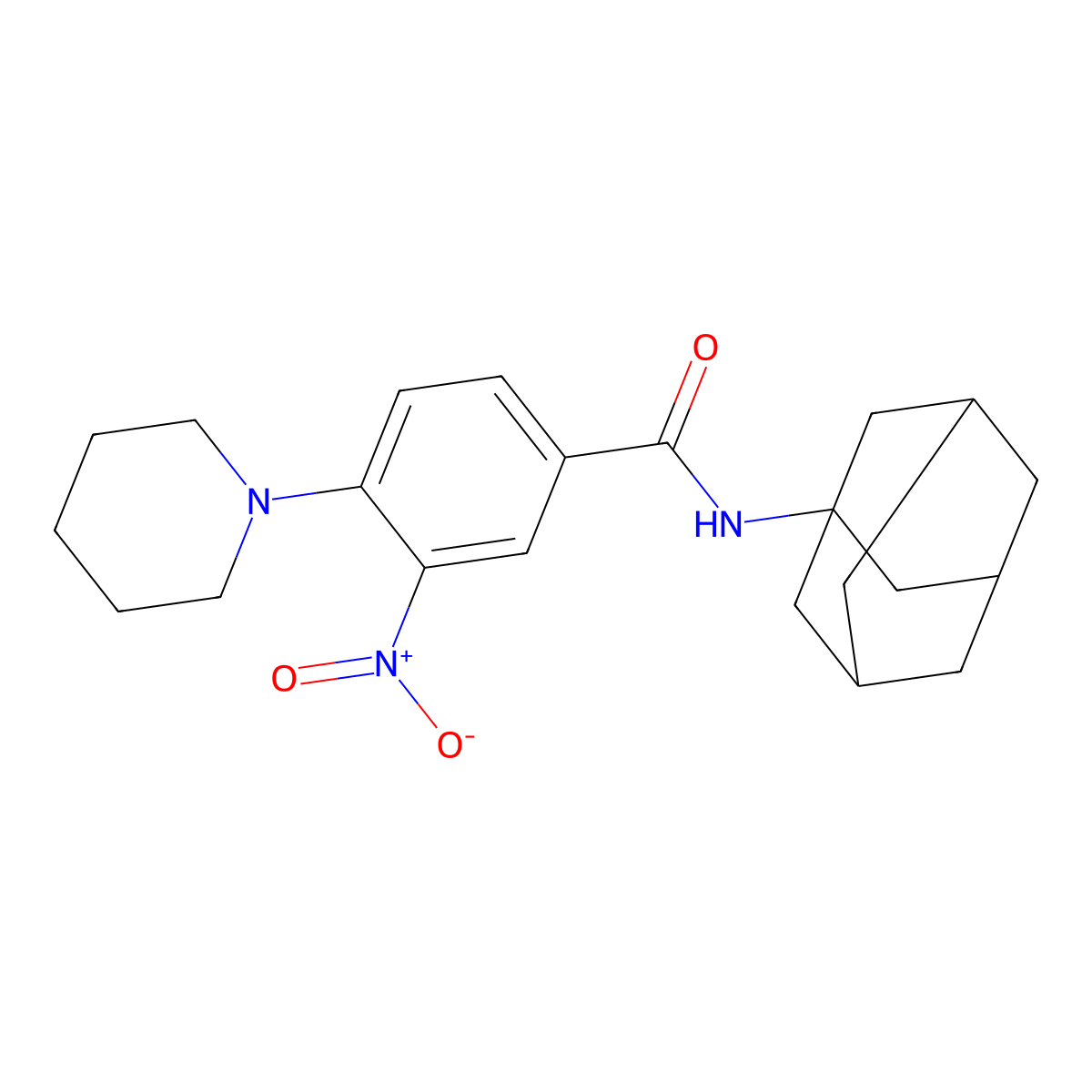N-(1-adamantyl)-3-nitro-4-piperidin-1-ylbenzamide molecular structure, CAS 712293-28-2