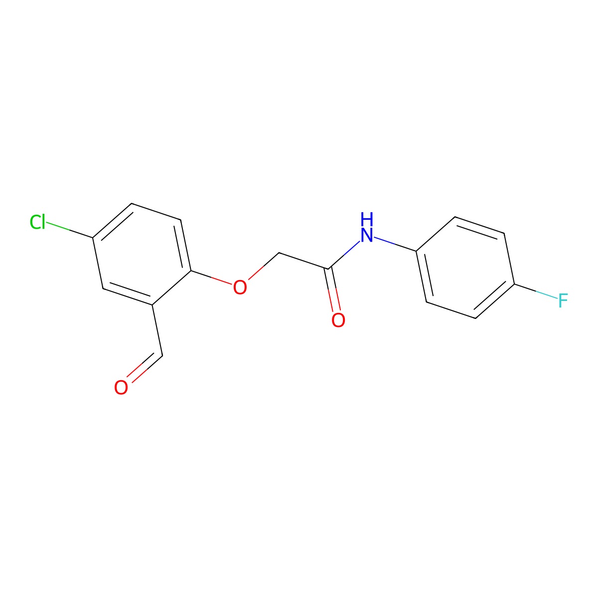 2-(4-chloro-2-formylphenoxy)-N-(4-fluorophenyl)acetamide molecular structure, CAS 712294-40-1