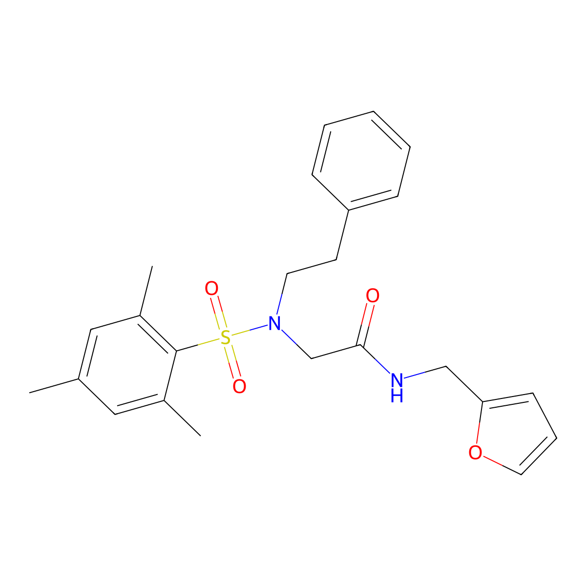 N-(2-furylmethyl)-2-[(mesitylsulfonyl)(2-phenylethyl)amino]acetamide molecular structure, CAS 712294-87-6