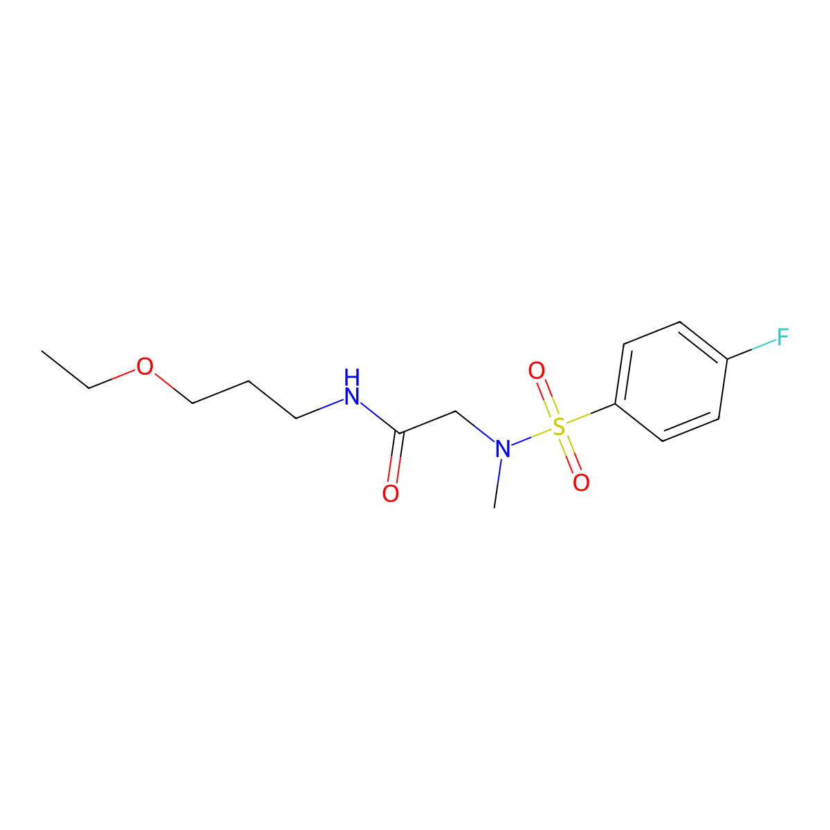 N-(3-ethoxypropyl)-2-[(4-fluorophenyl)sulfonyl-methylamino]acetamide molecular structure, CAS 712294-88-7