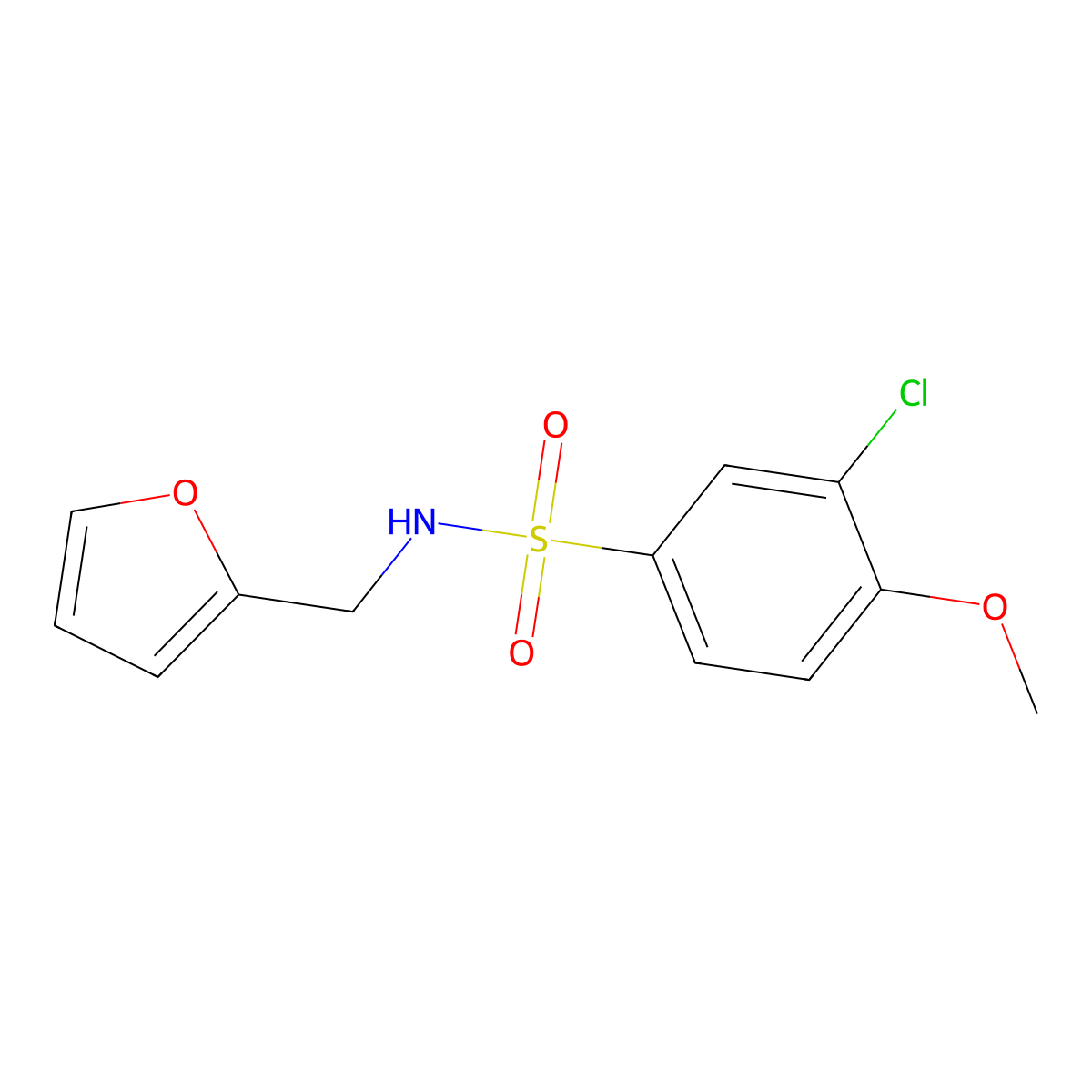 3-chloro-N-(furan-2-ylmethyl)-4-methoxybenzenesulfonamide molecular structure, CAS 712295-17-5