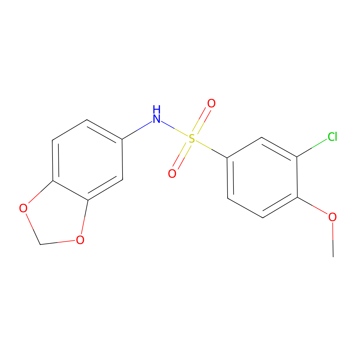 N-(1,3-benzodioxol-5-yl)-3-chloro-4-methoxybenzenesulfonamide molecular structure, CAS 712295-27-7