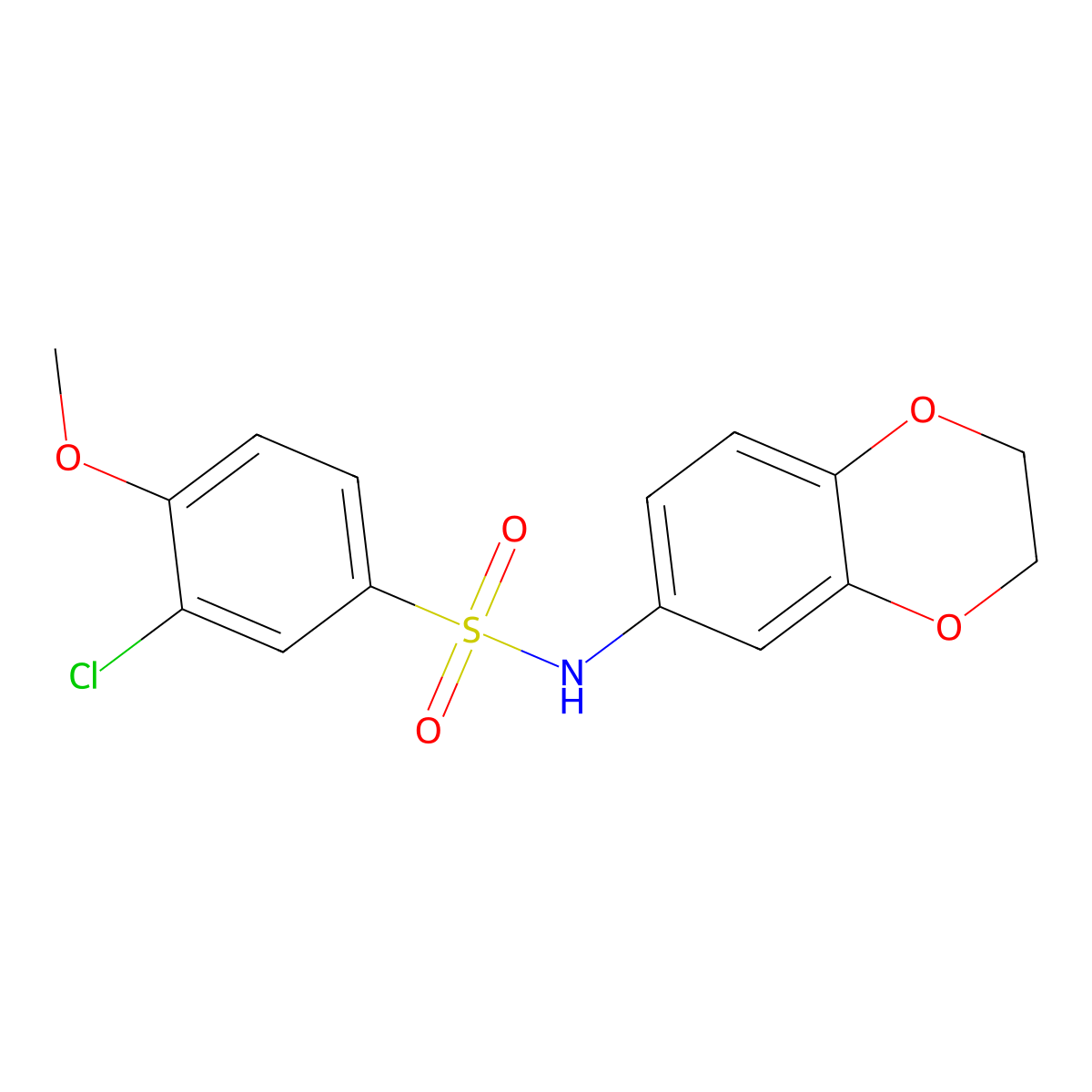 3-chloro-N-(2,3-dihydro-1,4-benzodioxin-6-yl)-4-methoxybenzenesulfonamide molecular structure, CAS 712295-28-8