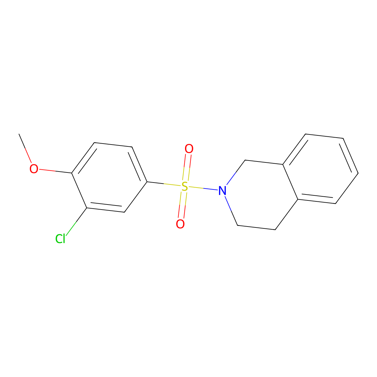 2-(3-chloro-4-methoxyphenyl)sulfonyl-3,4-dihydro-1H-isoquinoline molecular structure, CAS 712295-37-9
