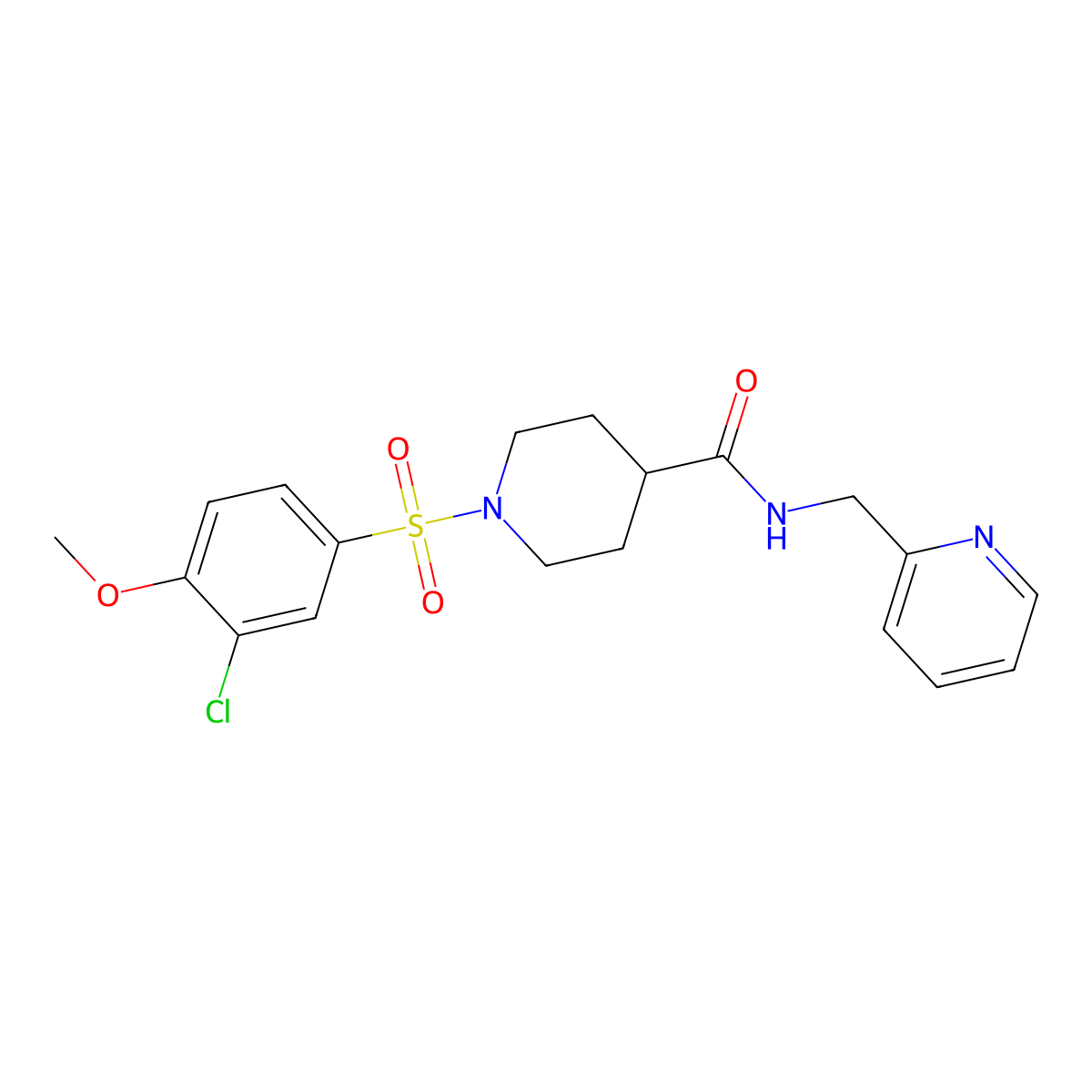 1-[(3-chloro-4-methoxyphenyl)sulfonyl]-N-(2-pyridinylmethyl)-4-piperidinecarboxamide molecular structure, CAS 712295-44-8