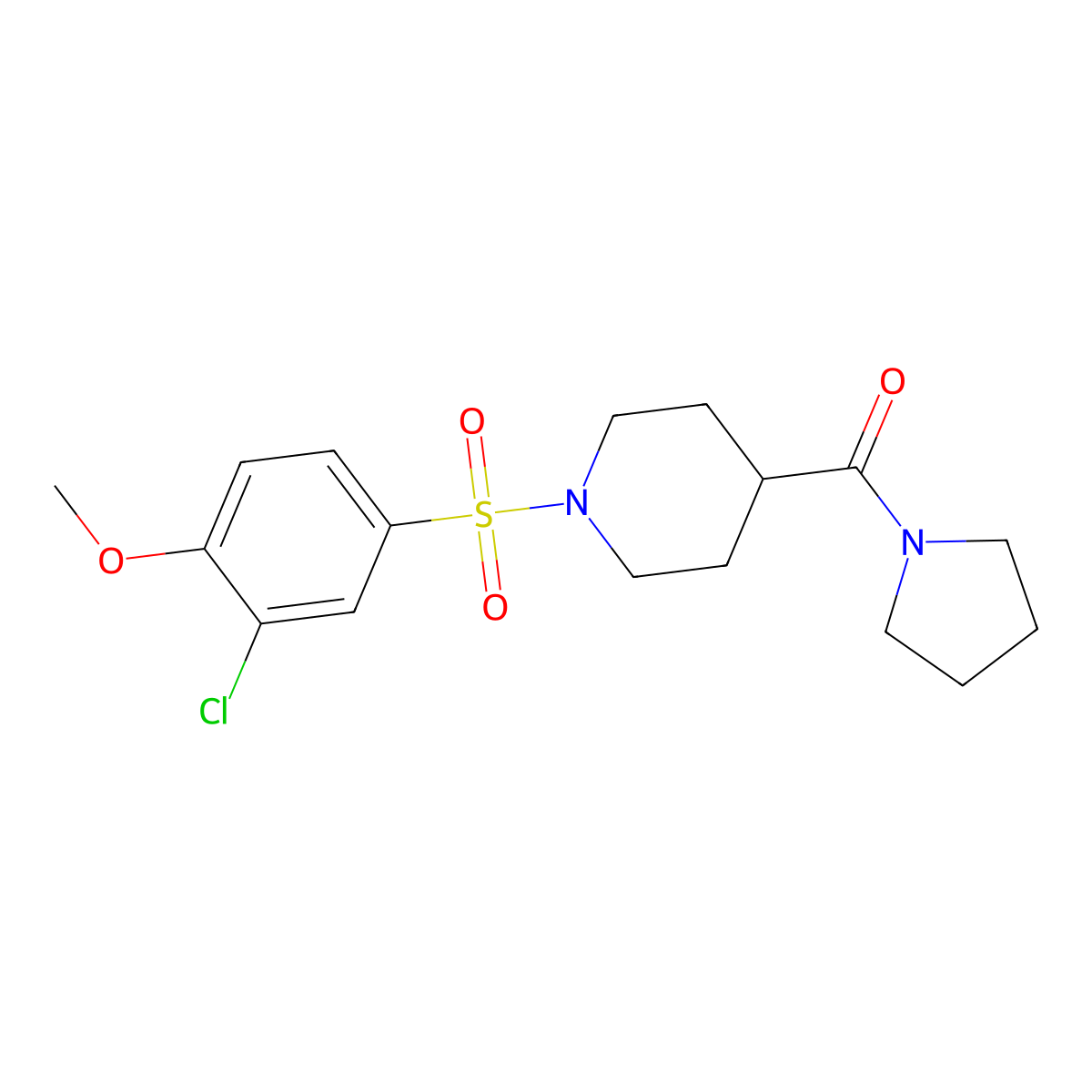 1-[(3-Chloro-4-methoxyphenyl)sulfonyl]-4-(1-pyrrolidinylcarbonyl)piperidine molecular structure, CAS 712295-51-7
