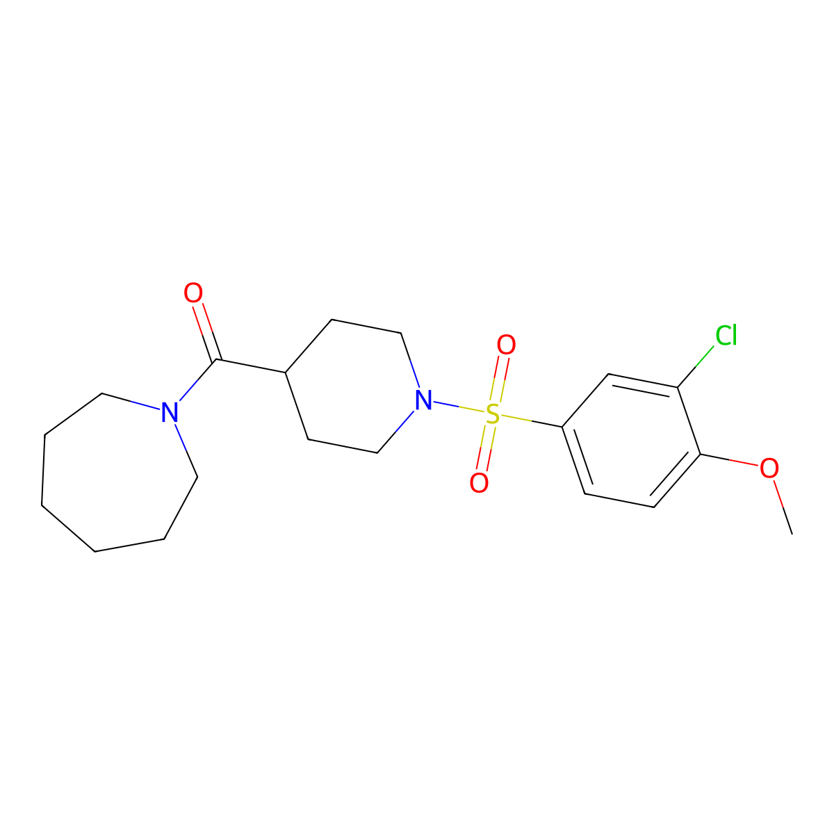 Azepan-1-yl-[1-(3-chloro-4-methoxyphenyl)sulfonylpiperidin-4-yl]methanone molecular structure, CAS 712295-52-8