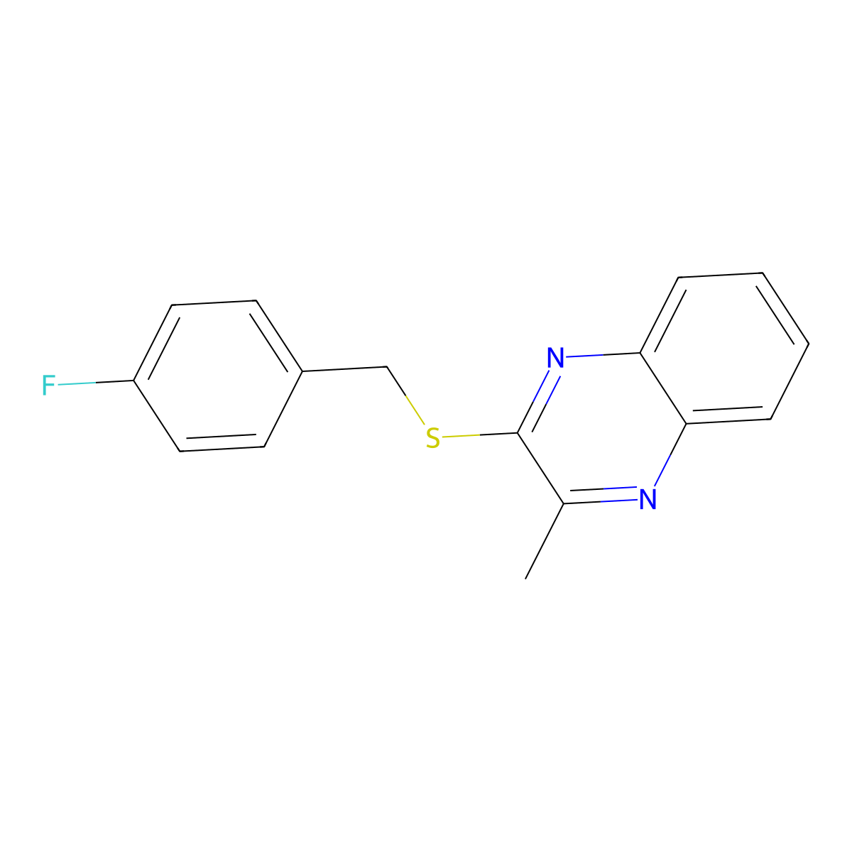 2-{[(4-Fluorophenyl)methyl]sulfanyl}-3-methylquinoxaline molecular structure, CAS 712295-59-5