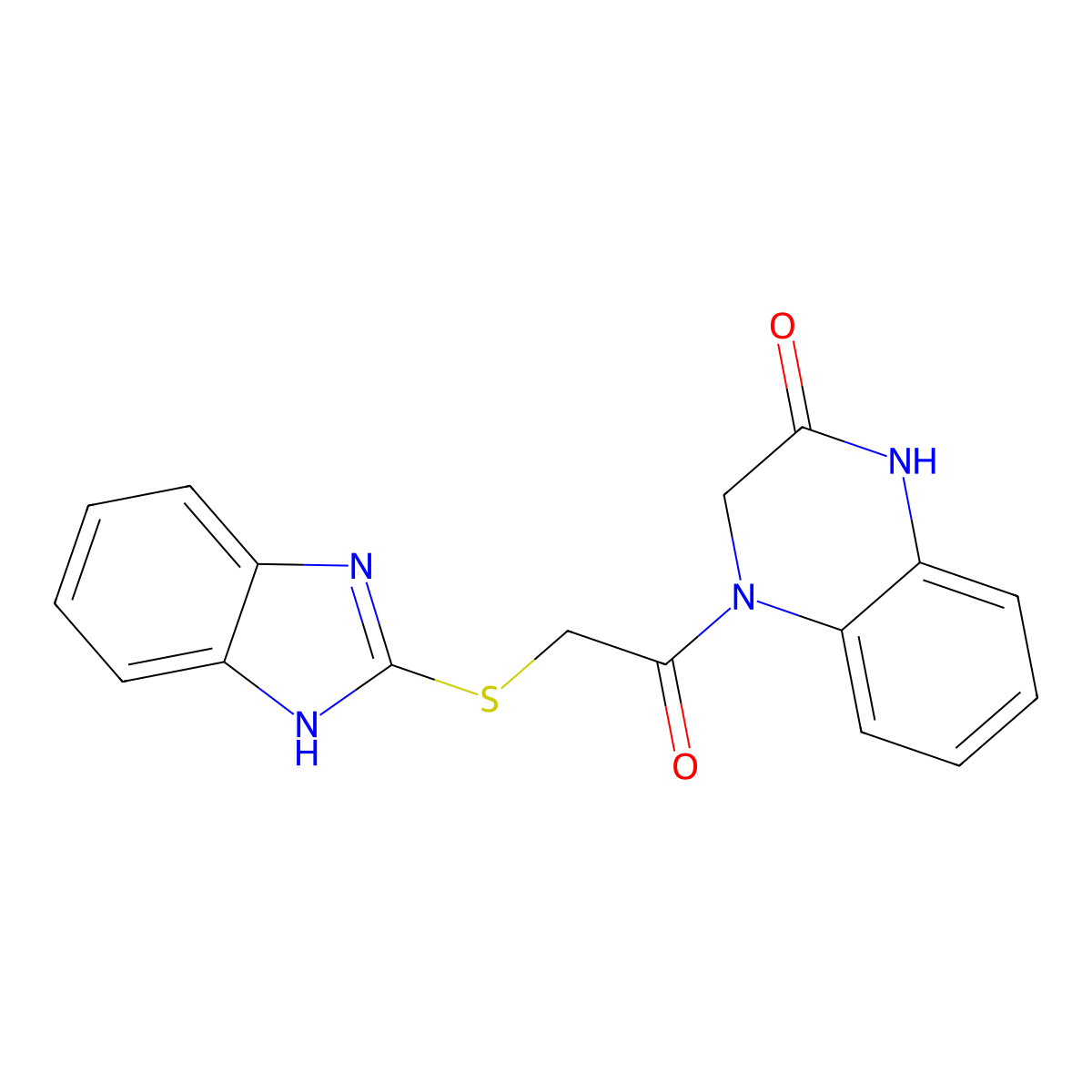 4-[(1H-benzimidazol-2-ylsulfanyl)acetyl]-3,4-dihydroquinoxalin-2(1H)-one molecular structure, CAS 712295-71-1