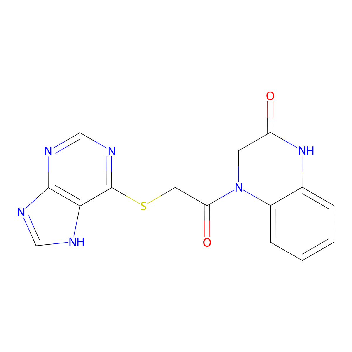 4-[2-(7H-purin-6-ylsulfanyl)acetyl]-1,2,3,4-tetrahydroquinoxalin-2-one molecular structure, CAS 712295-75-5