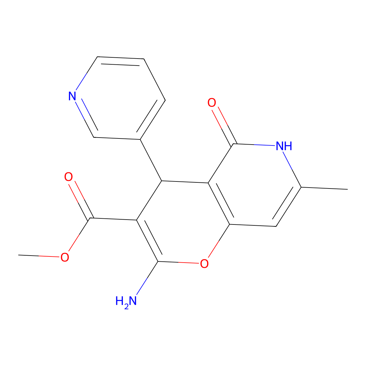 methyl 2-amino-7-methyl-5-oxo-4-(pyridin-3-yl)-5,6-dihydro-4H-pyrano[3,2-c]pyridine-3-carboxylate molecular structure, CAS 712296-02-1