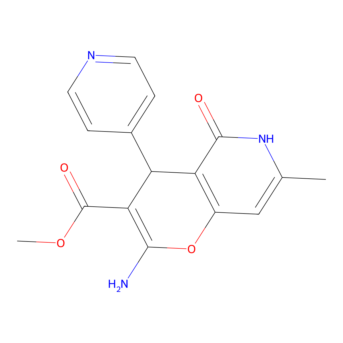 methyl 2-amino-7-methyl-5-oxo-4-(pyridin-4-yl)-5,6-dihydro-4H-pyrano[3,2-c]pyridine-3-carboxylate molecular structure, CAS 712296-03-2