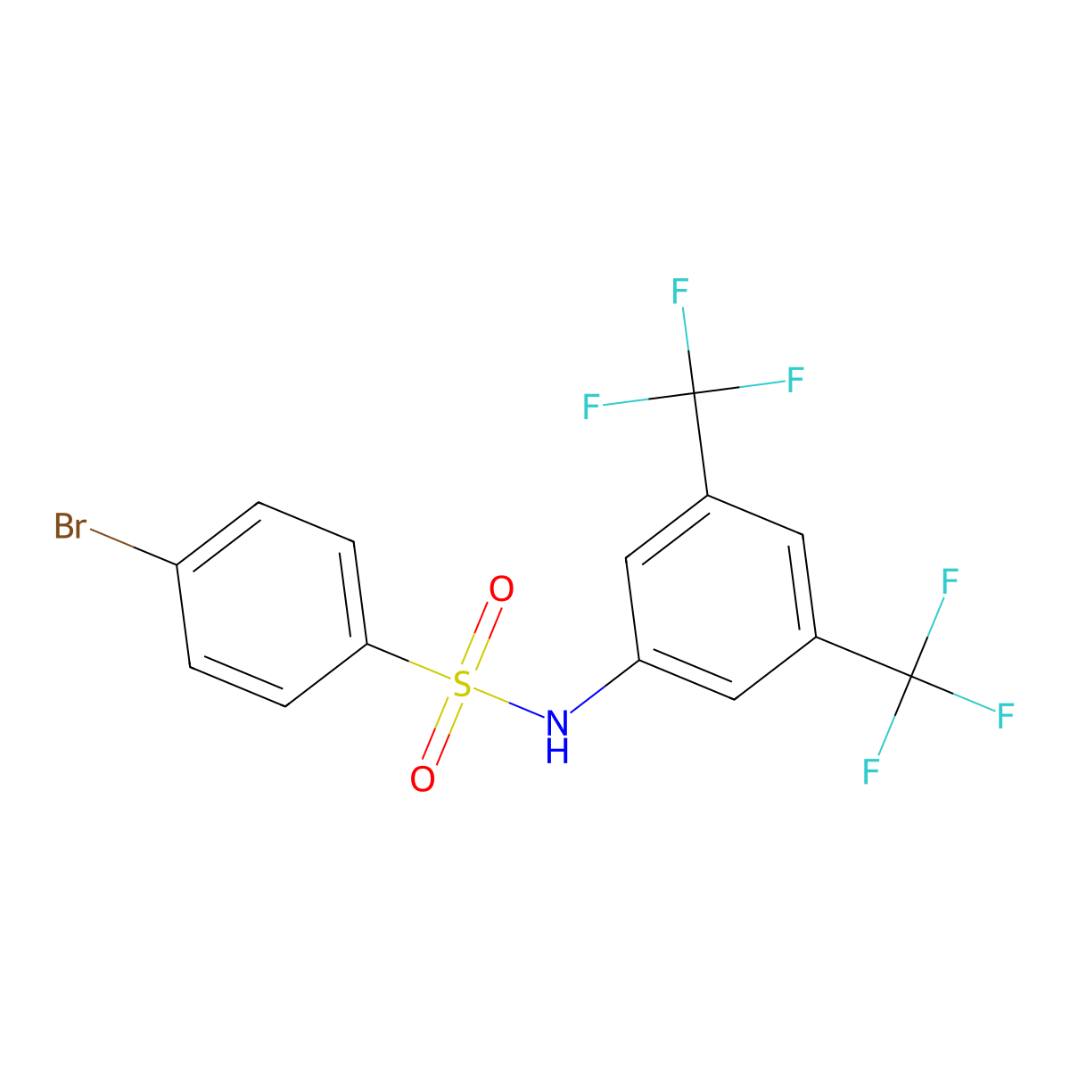 N-[3,5-bis(trifluoromethyl)phenyl]-4-bromobenzenesulfonamide molecular structure, CAS 712298-33-4