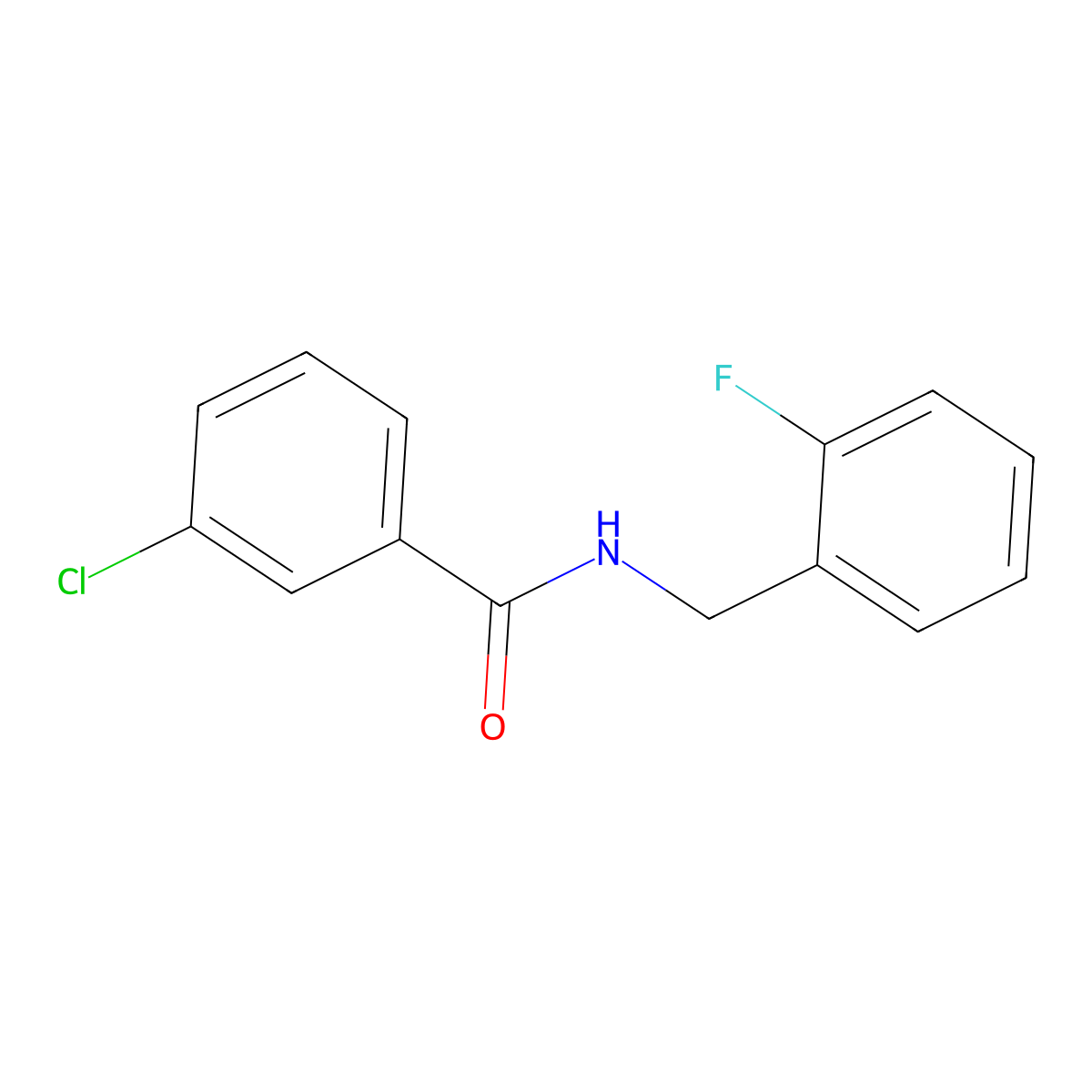 3-chloro-N-(2-fluorobenzyl)benzamide molecular structure, CAS 712301-18-3