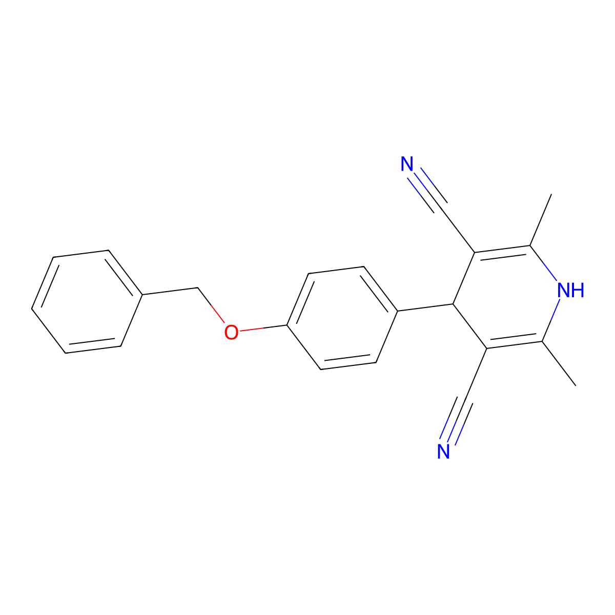 4-[4-(Benzyloxy)phenyl]-2,6-dimethyl-1,4-dihydro-3,5-pyridinedicarbonitrile molecular structure, CAS 712301-56-9
