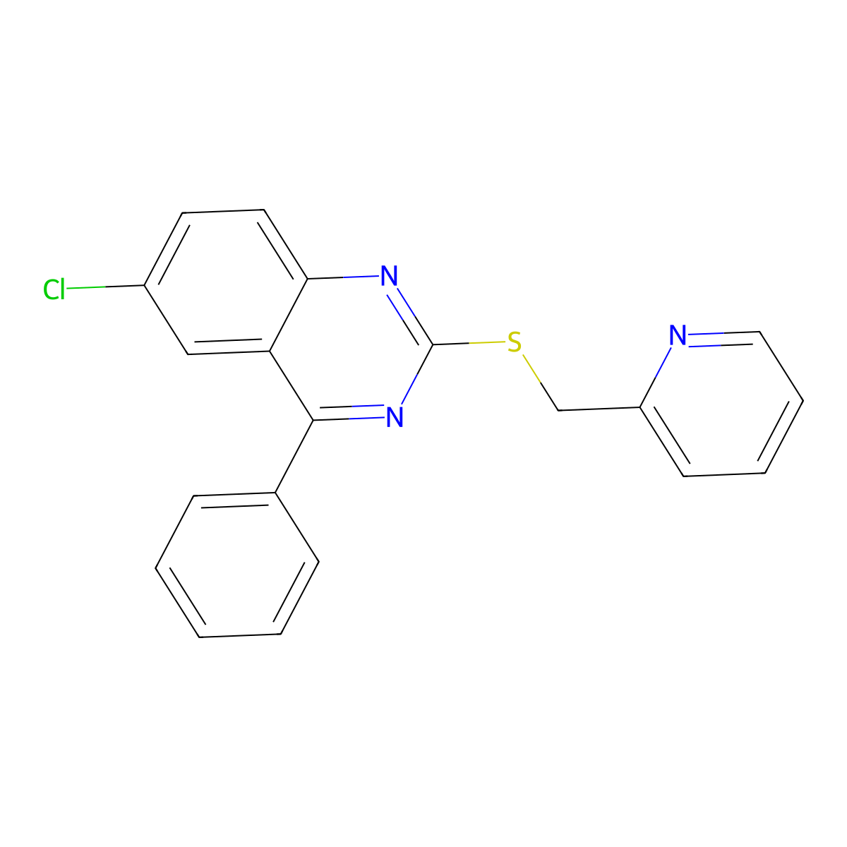 6-Chloro-4-phenyl-2-{[(pyridin-2-yl)methyl]sulfanyl}quinazoline molecular structure, CAS 712306-96-2
