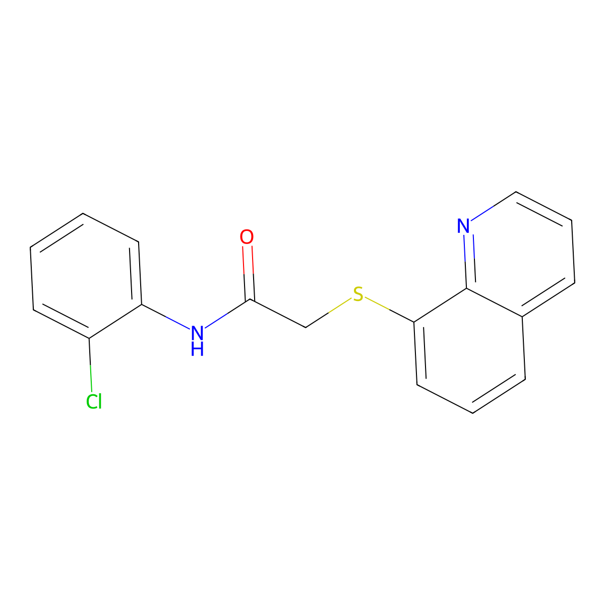 N-(2-chlorophenyl)-2-(quinolin-8-ylsulfanyl)acetamide molecular structure, CAS 712307-17-0