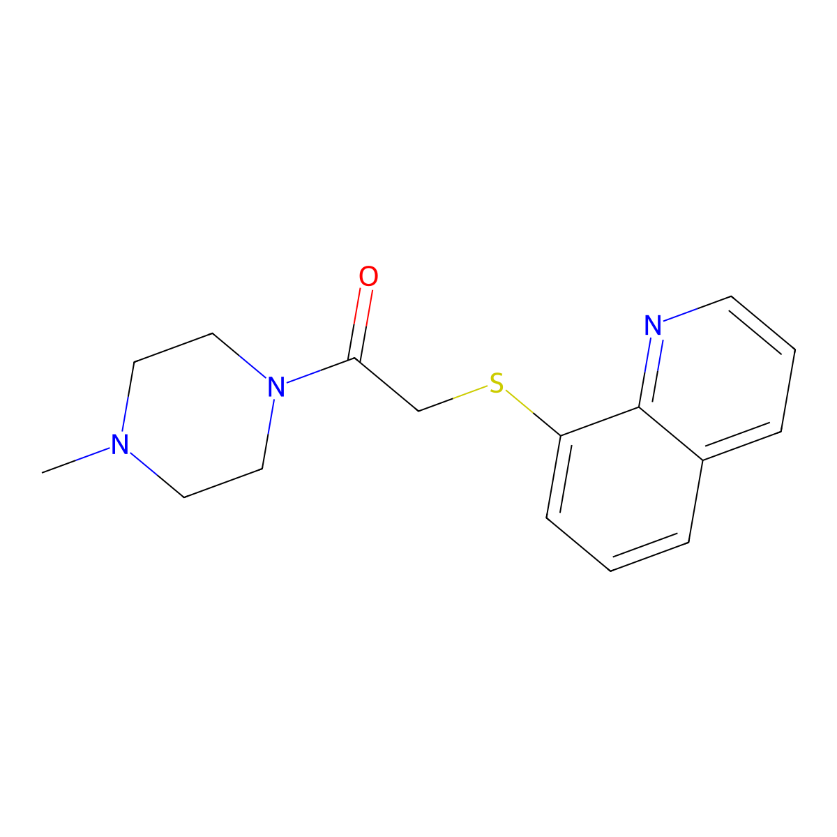 1-(4-Methylpiperazin-1-yl)-2-(quinolin-8-ylthio)ethanone molecular structure, CAS 712307-27-2