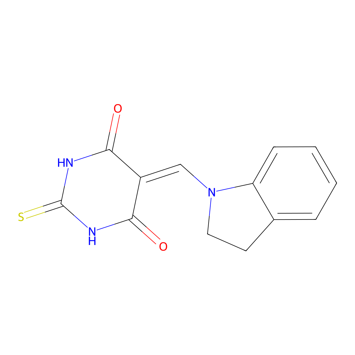 5-(Indolinylmethylene)-2-thioxo-1,3-dihydropyrimidine-4,6-dione molecular structure, CAS 712307-74-9