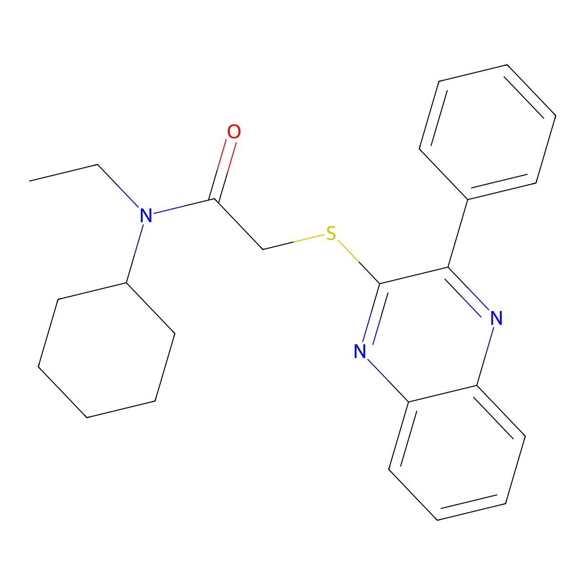 N-cyclohexyl-N-ethyl-2-[(3-phenylquinoxalin-2-yl)sulfanyl]acetamide molecular structure, CAS 712307-91-0