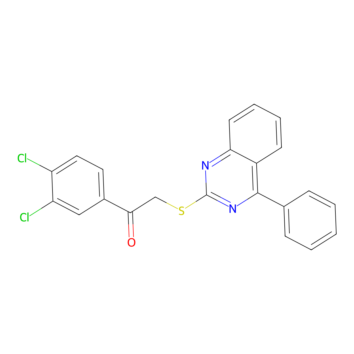 1-(3,4-Dichlorophenyl)-2-[(4-phenylquinazolin-2-yl)sulfanyl]ethan-1-one molecular structure, CAS 712307-93-2