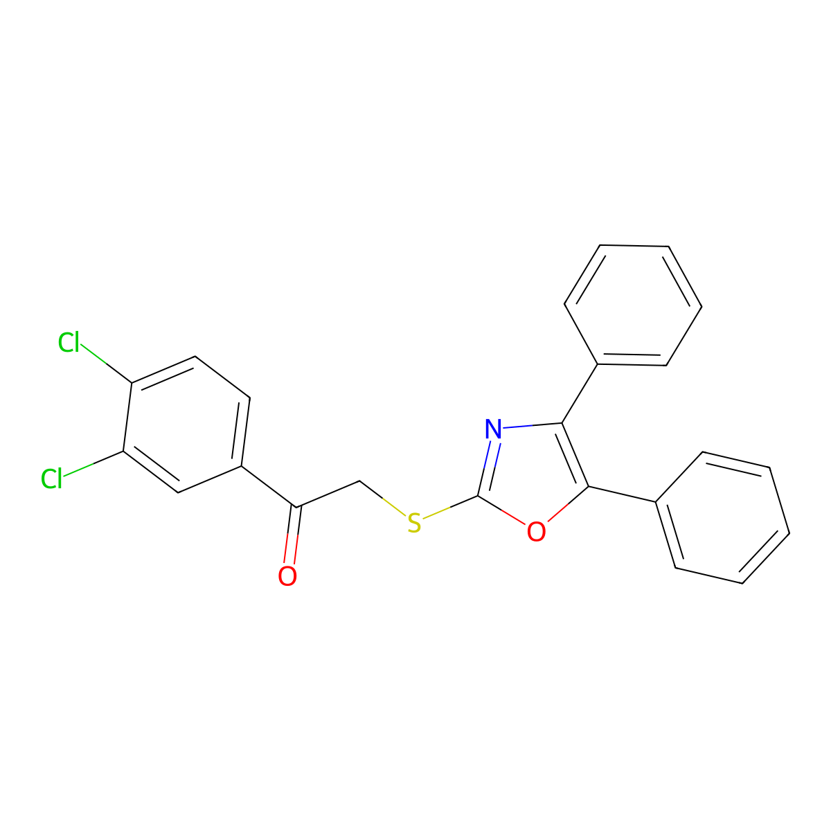 1-(3,4-Dichlorophenyl)-2-[(4,5-diphenyl-1,3-oxazol-2-yl)sulfanyl]ethanone molecular structure, CAS 712307-96-5