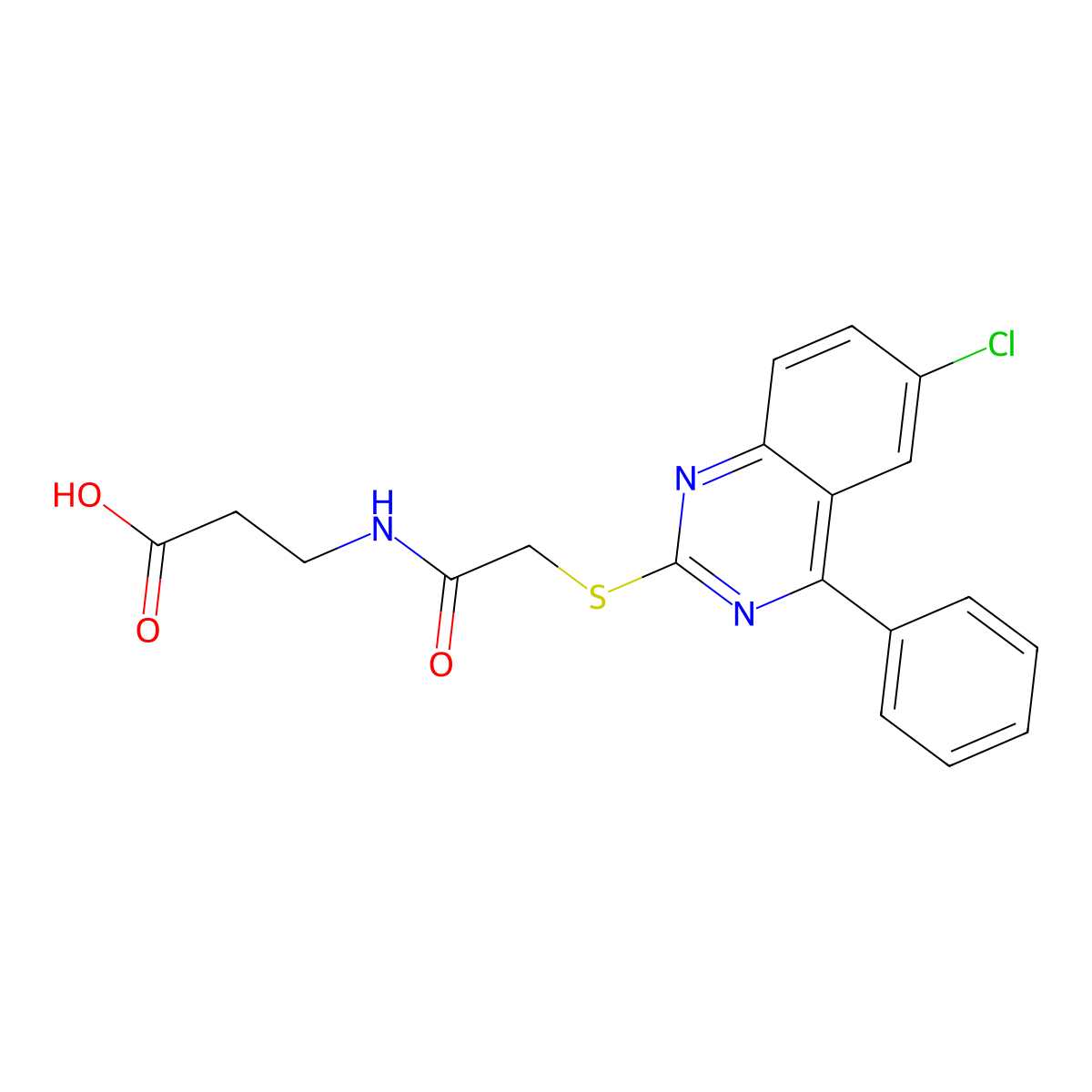 3-[[2-(6-Chloro-4-phenylquinazolin-2-yl)sulfanylacetyl]amino]propanoic acid molecular structure, CAS 712308-42-4