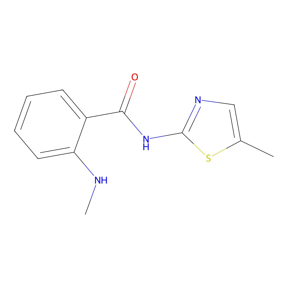 2-(methylamino)-N-(5-methyl-1,3-thiazol-2-yl)benzamide molecular structure, CAS 712309-17-6