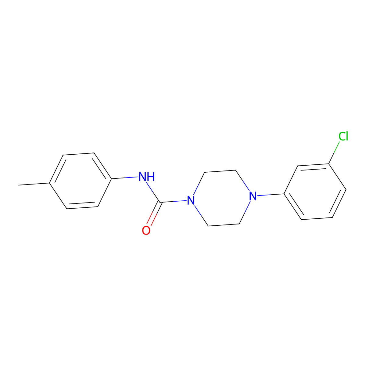 4-(3-chlorophenyl)-N-(4-methylphenyl)piperazine-1-carboxamide molecular structure, CAS 712309-45-0