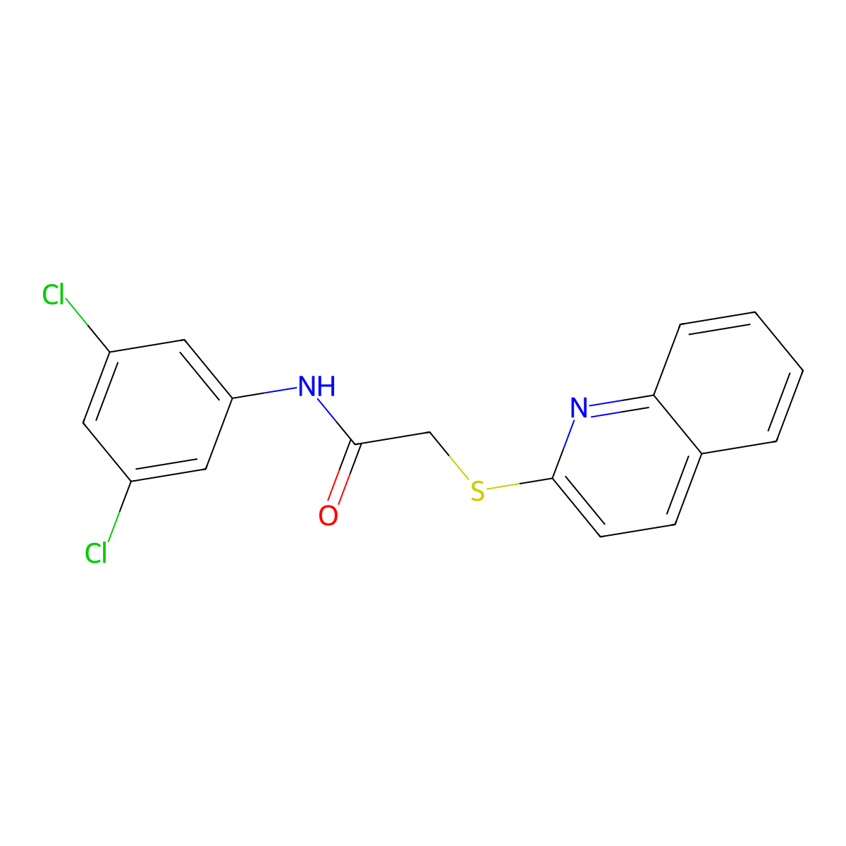 N-(3,5-dichlorophenyl)-2-(quinolin-2-ylsulfanyl)acetamide molecular structure, CAS 712309-79-0