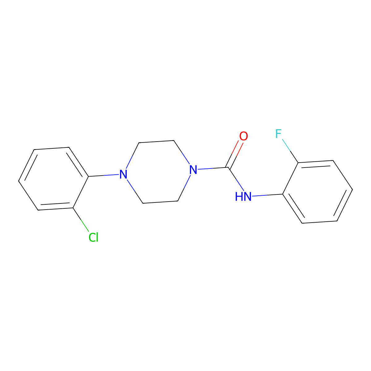 4-(2-chlorophenyl)-N-(2-fluorophenyl)piperazine-1-carboxamide molecular structure, CAS 712310-35-5