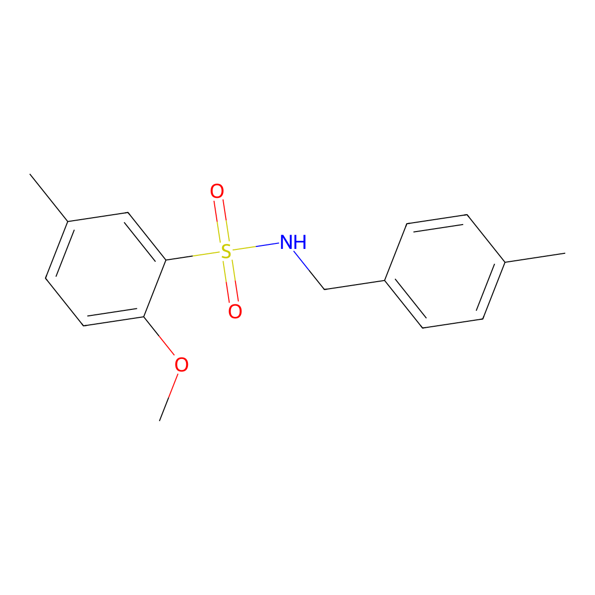 2-methoxy-5-methyl-N-(4-methylbenzyl)benzenesulfonamide molecular structure, CAS 712316-16-0