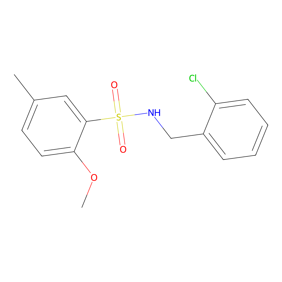 N-(2-chlorobenzyl)-2-methoxy-5-methylbenzenesulfonamide molecular structure, CAS 712316-18-2