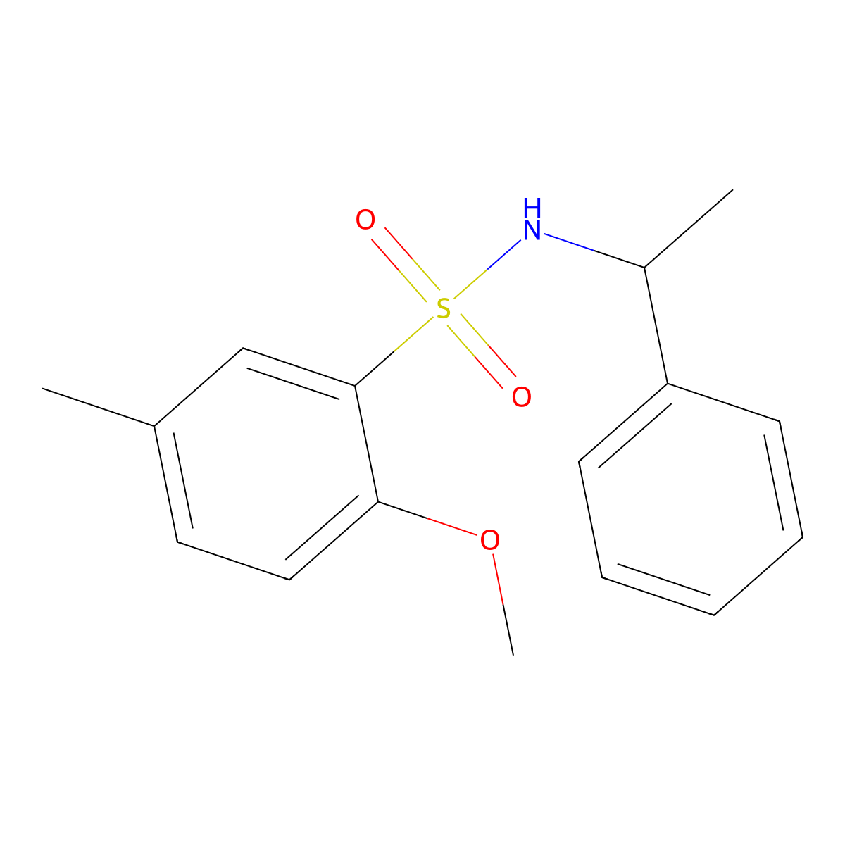 2-methoxy-5-methyl-N-(1-phenylethyl)benzenesulfonamide molecular structure, CAS 712316-20-6