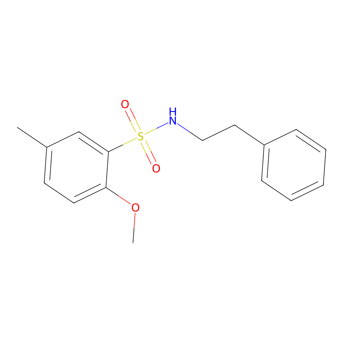 2-methoxy-5-methyl-N-(2-phenylethyl)benzenesulfonamide molecular structure, CAS 712316-22-8