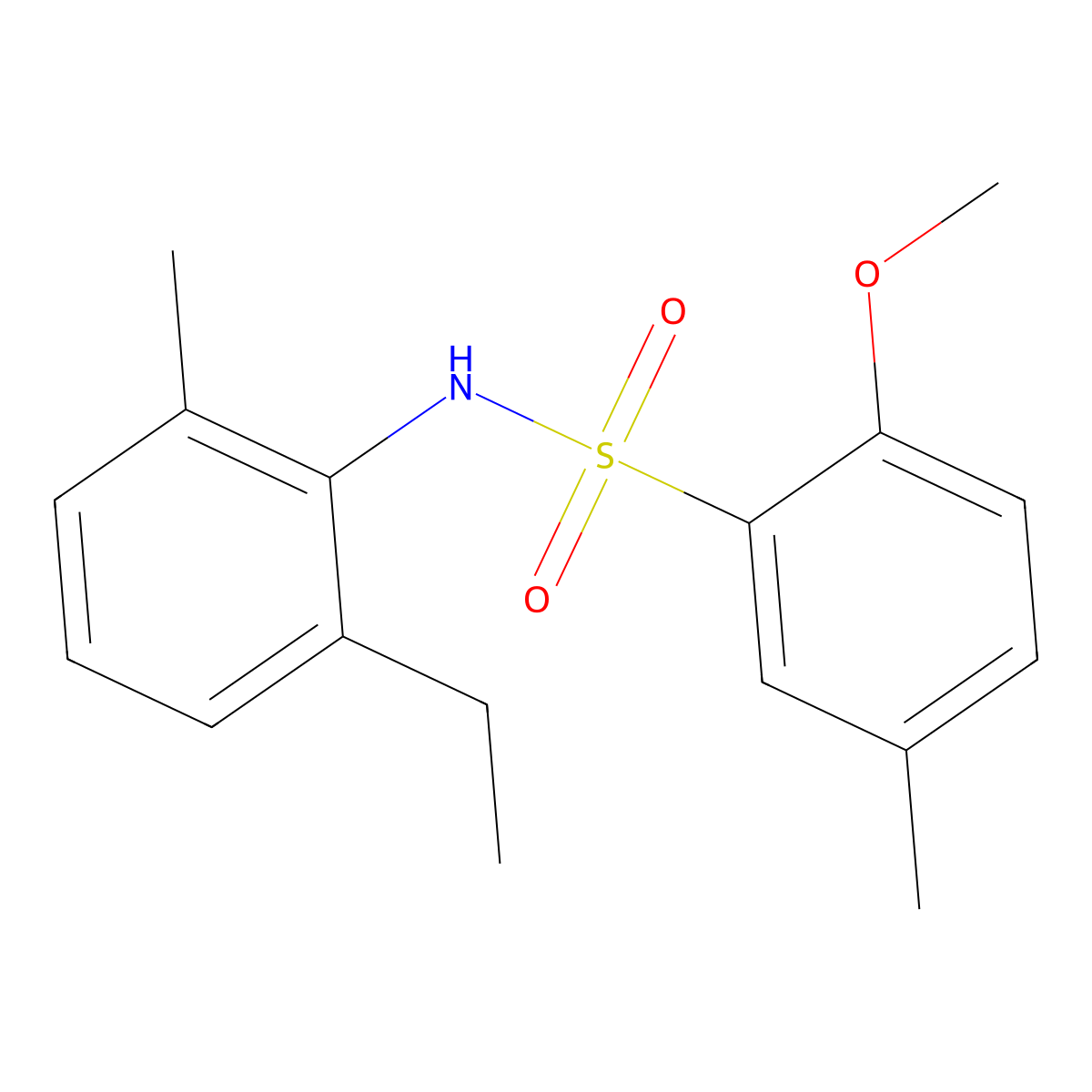 N-(2-ethyl-6-methylphenyl)-2-methoxy-5-methylbenzenesulfonamide molecular structure, CAS 712316-24-0