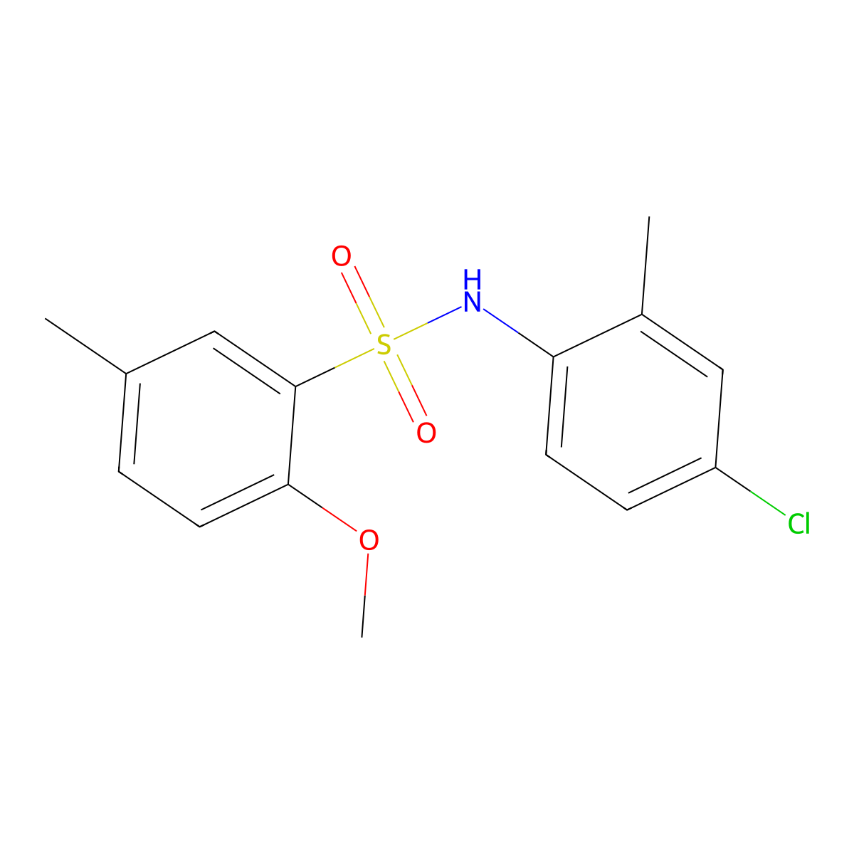 N-(4-chloro-2-methylphenyl)-2-methoxy-5-methylbenzenesulfonamide molecular structure, CAS 712316-28-4