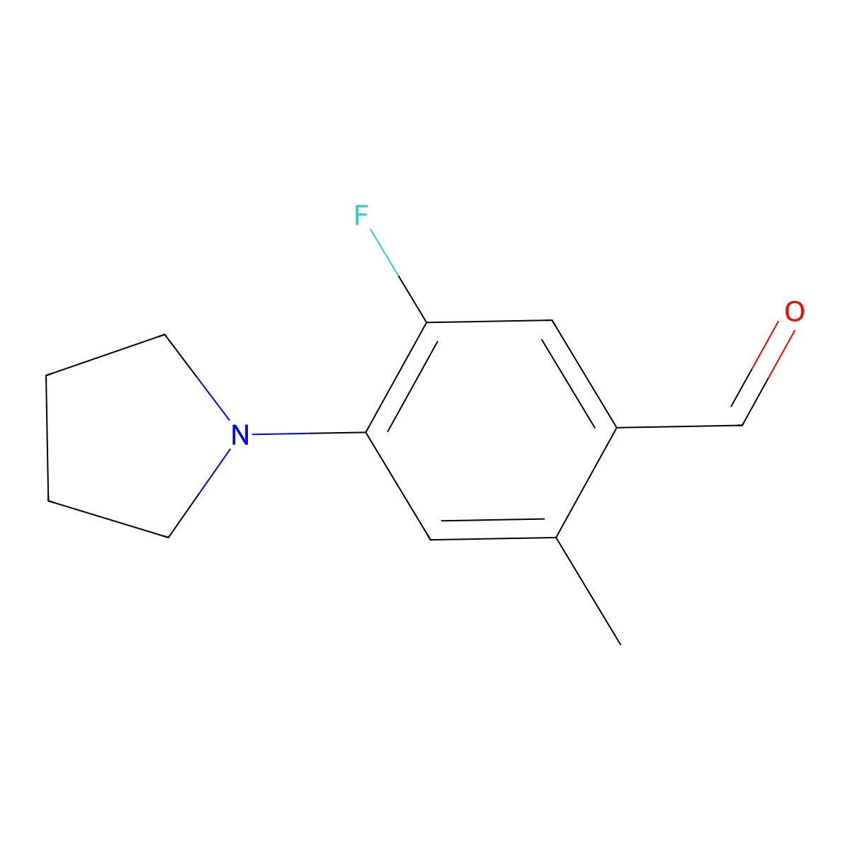 5-Fluoro-2-methyl-4-(1-pyrrolidinyl)benzaldehyde molecular structure, CAS 712317-60-7