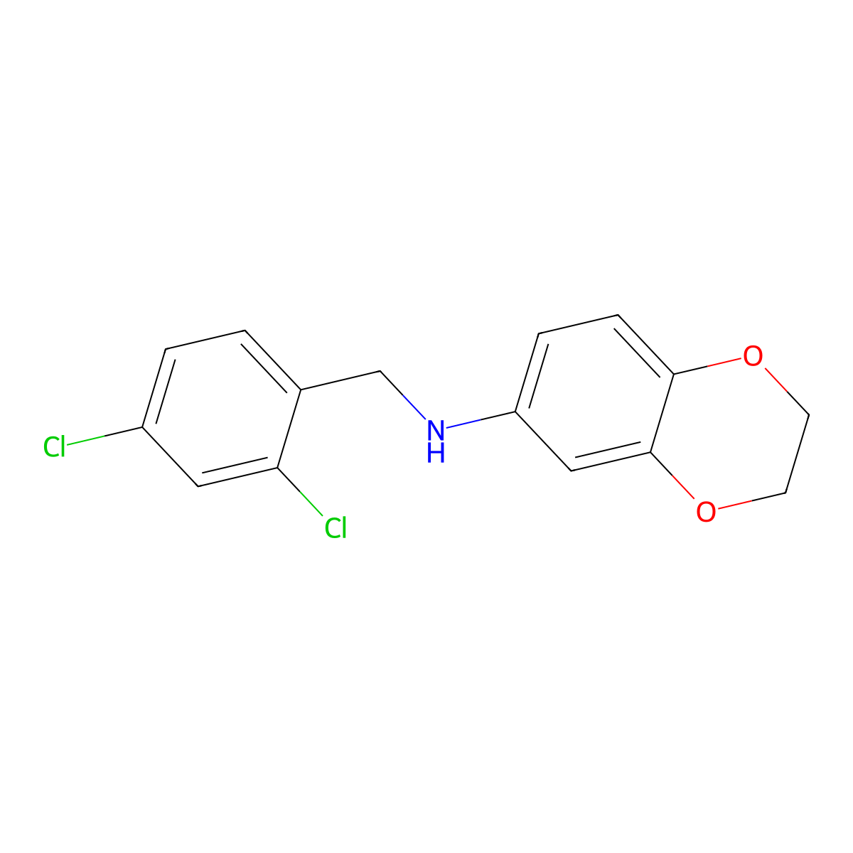 N-[(2,4-dichlorophenyl)methyl]-2,3-dihydro-1,4-benzodioxin-6-amine molecular structure, CAS 712317-76-5
