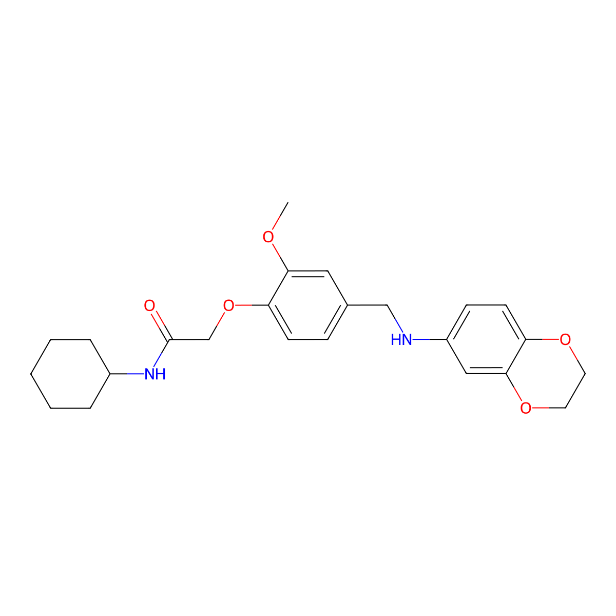 N-cyclohexyl-2-[4-[(2,3-dihydro-1,4-benzodioxin-6-ylamino)methyl]-2-methoxyphenoxy]acetamide molecular structure, CAS 712317-79-8