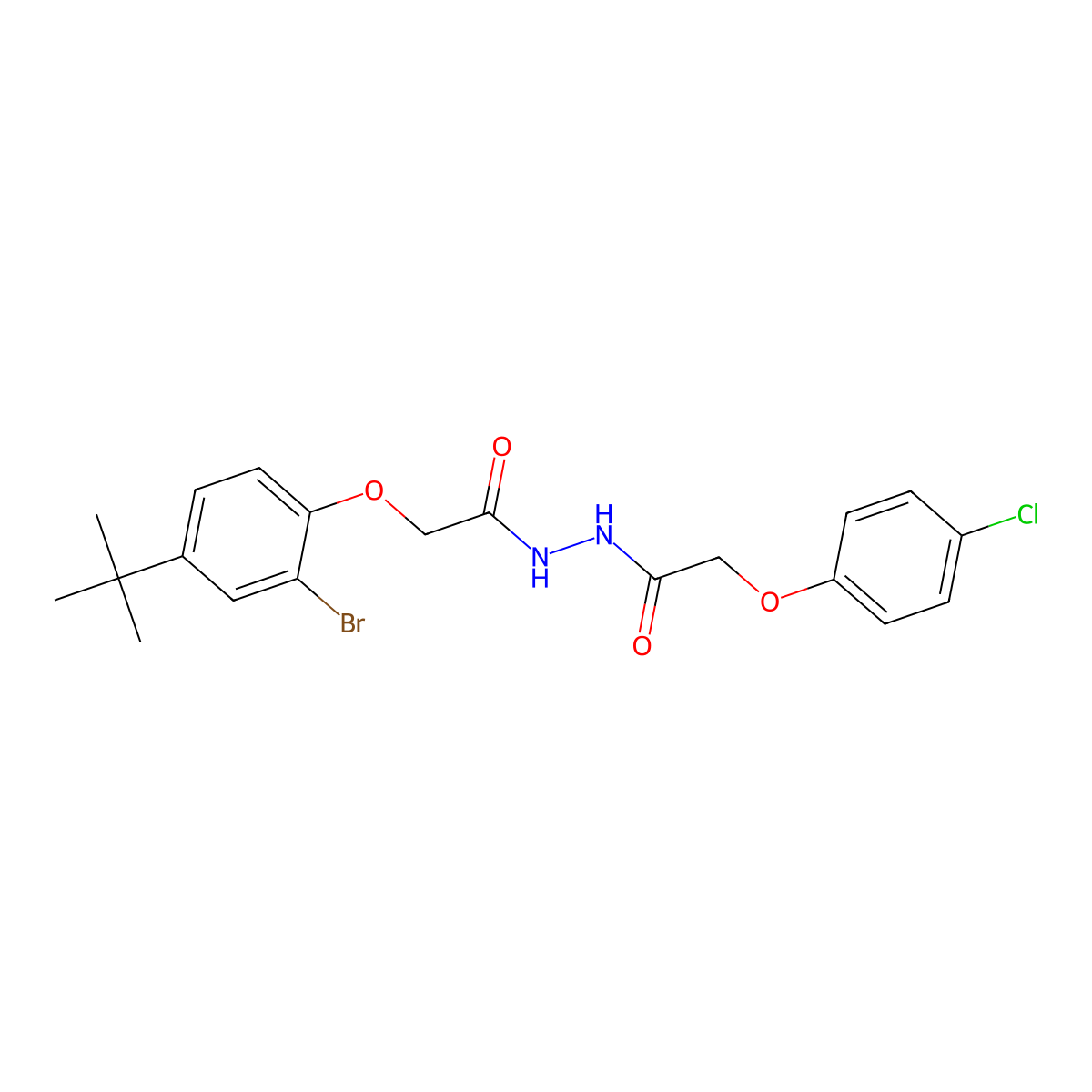 2-(2-bromo-4-tert-butylphenoxy)-N'-[(4-chlorophenoxy)acetyl]acetohydrazide molecular structure, CAS 712317-93-6