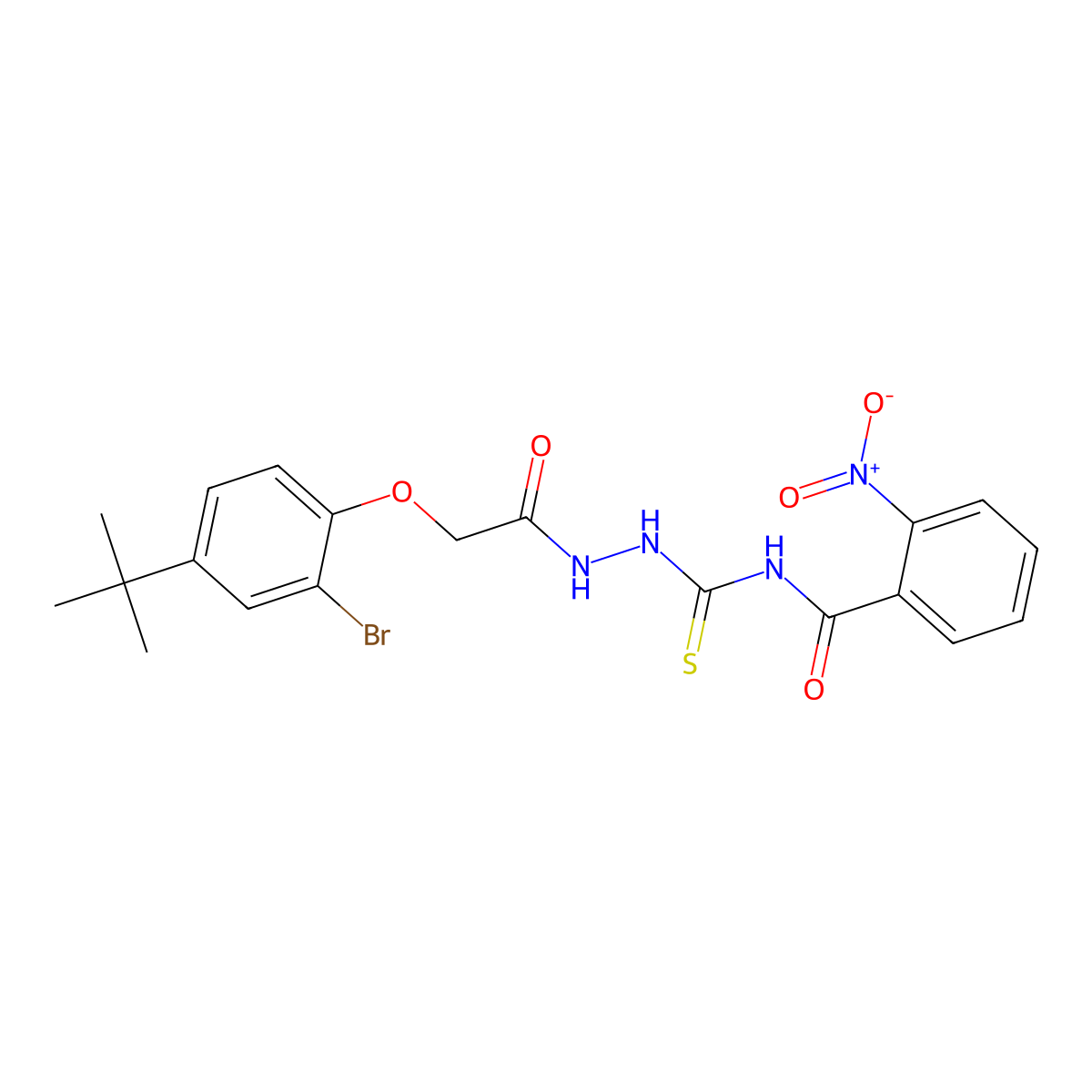N-({2-[(2-bromo-4-tert-butylphenoxy)acetyl]hydrazino}carbonothioyl)-2-nitrobenzamide molecular structure, CAS 712317-96-9