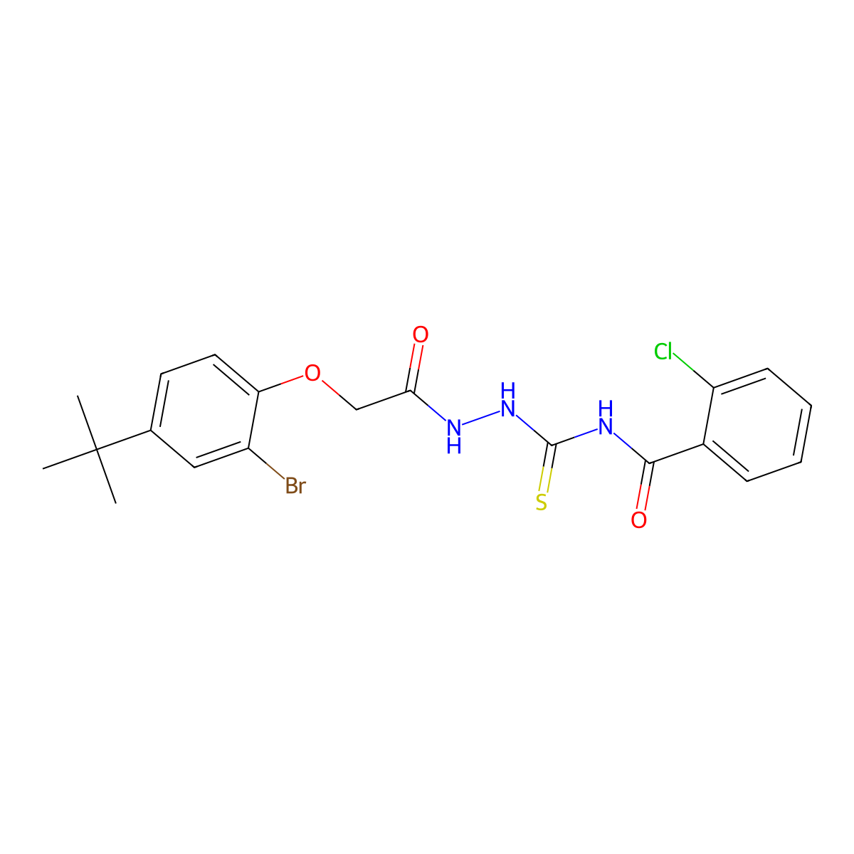 N-[[[2-(2-bromo-4-tert-butylphenoxy)acetyl]amino]carbamothioyl]-2-chlorobenzamide molecular structure, CAS 712317-97-0
