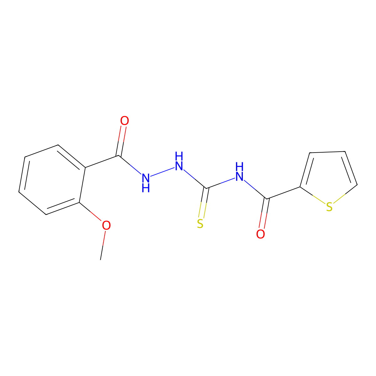 N-[[(2-methoxybenzoyl)amino]carbamothioyl]thiophene-2-carboxamide molecular structure, CAS 712318-06-4