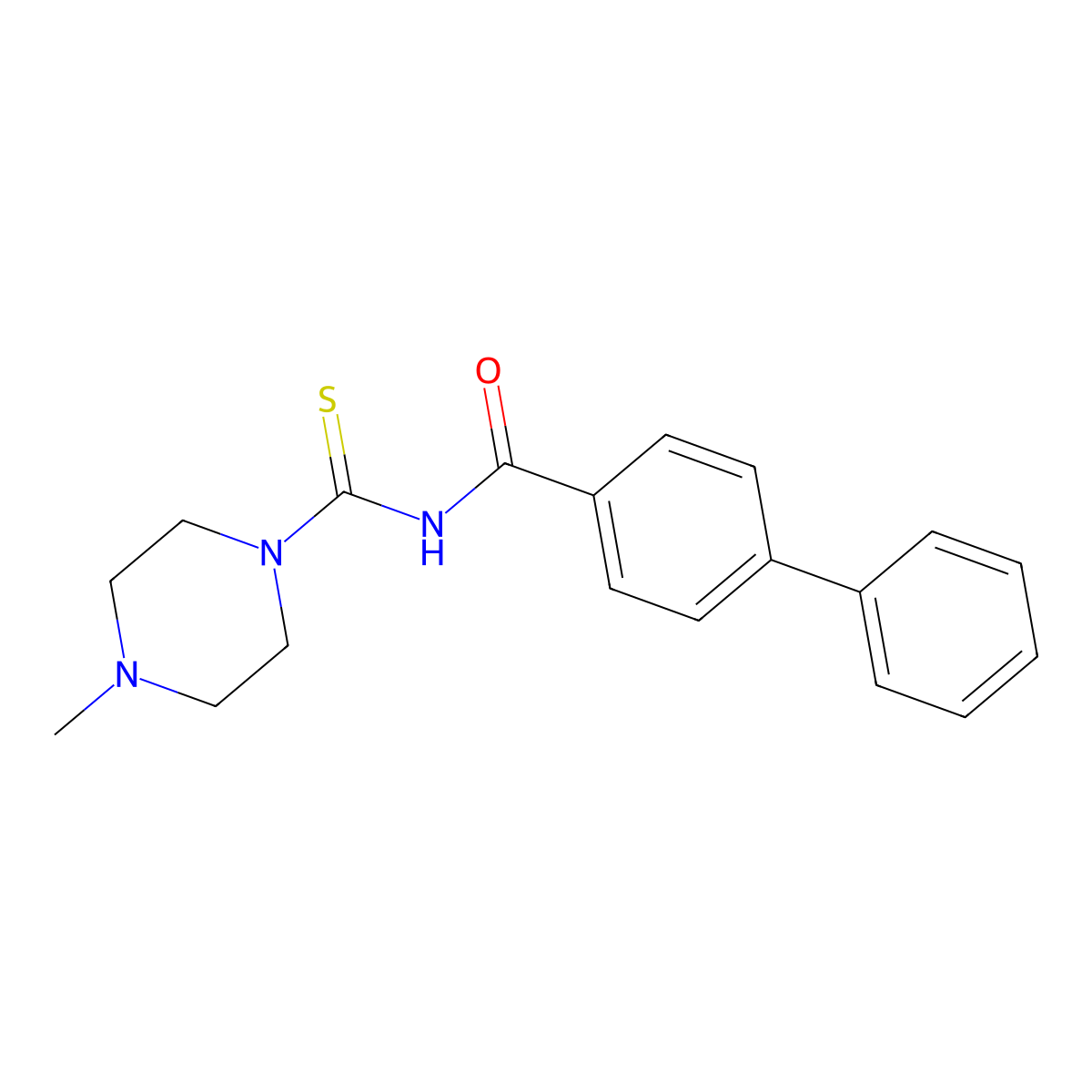 N-(4-methylpiperazine-1-carbothioyl)-4-phenylbenzamide molecular structure, CAS 712318-14-4