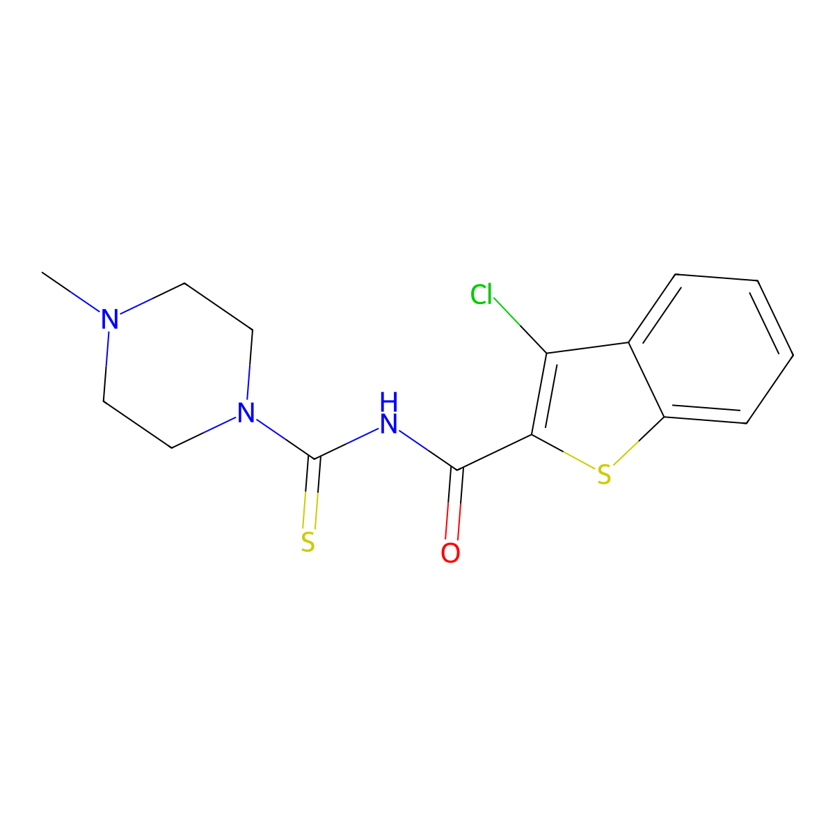3-chloro-N-(4-methylpiperazine-1-carbothioyl)-1-benzothiophene-2-carboxamide molecular structure, CAS 712318-16-6