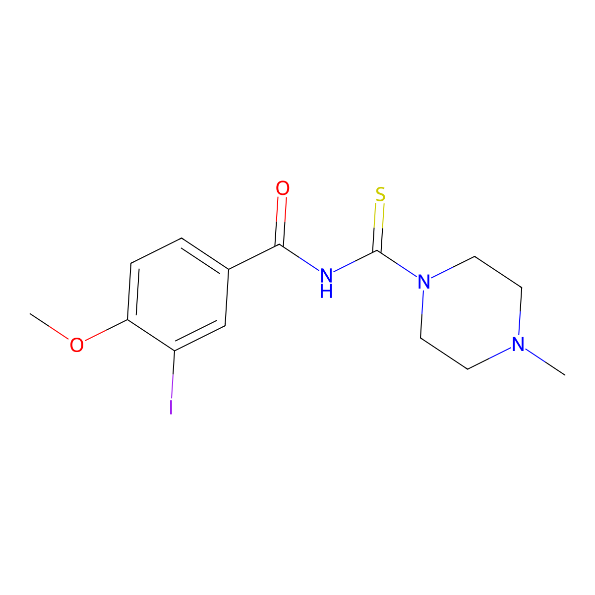 3-iodo-4-methoxy-N-(4-methylpiperazine-1-carbothioyl)benzamide molecular structure, CAS 712318-17-7