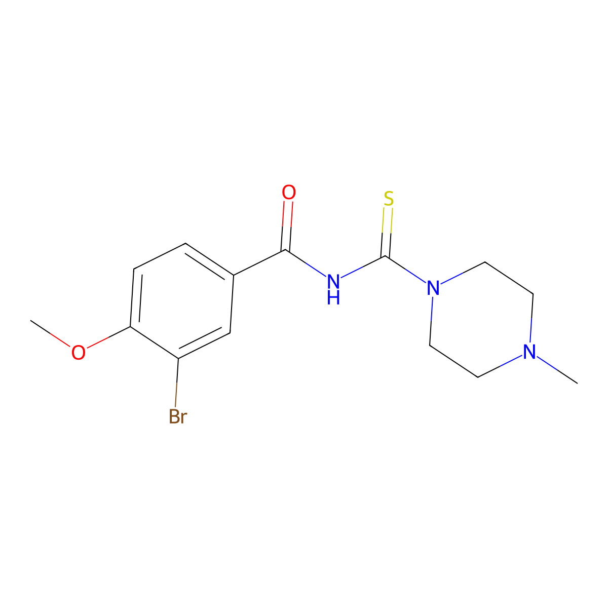 3-bromo-4-methoxy-N-[(4-methyl-1-piperazinyl)carbonothioyl]benzamide molecular structure, CAS 712318-19-9