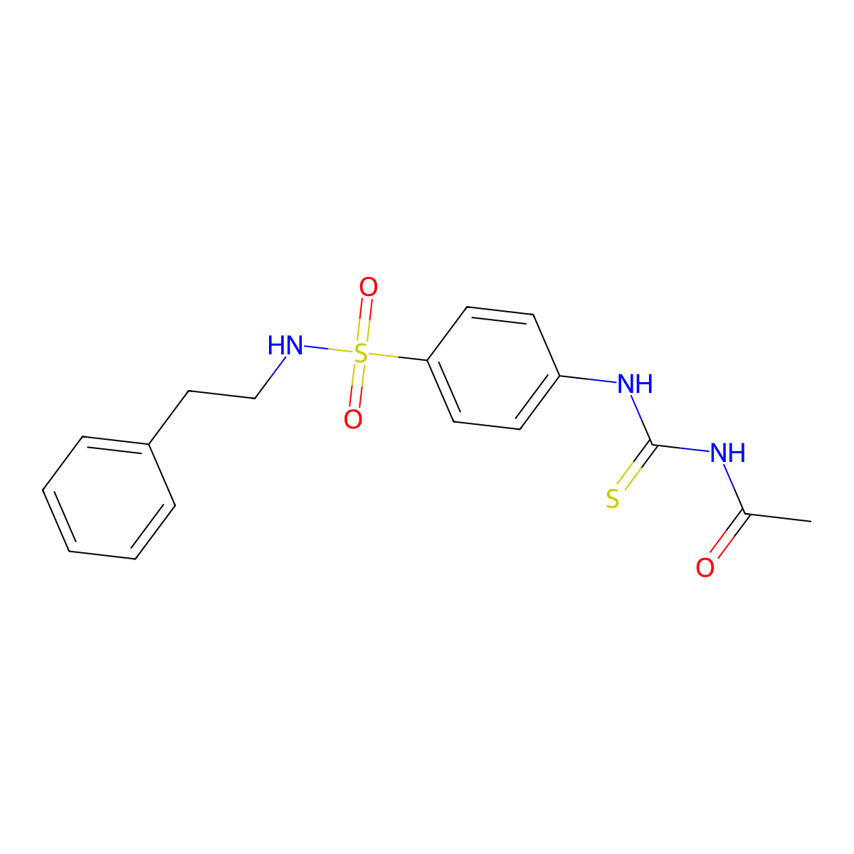 N-({4-[(2-phenylethyl)sulfamoyl]phenyl}carbamothioyl)acetamide molecular structure, CAS 712318-25-7