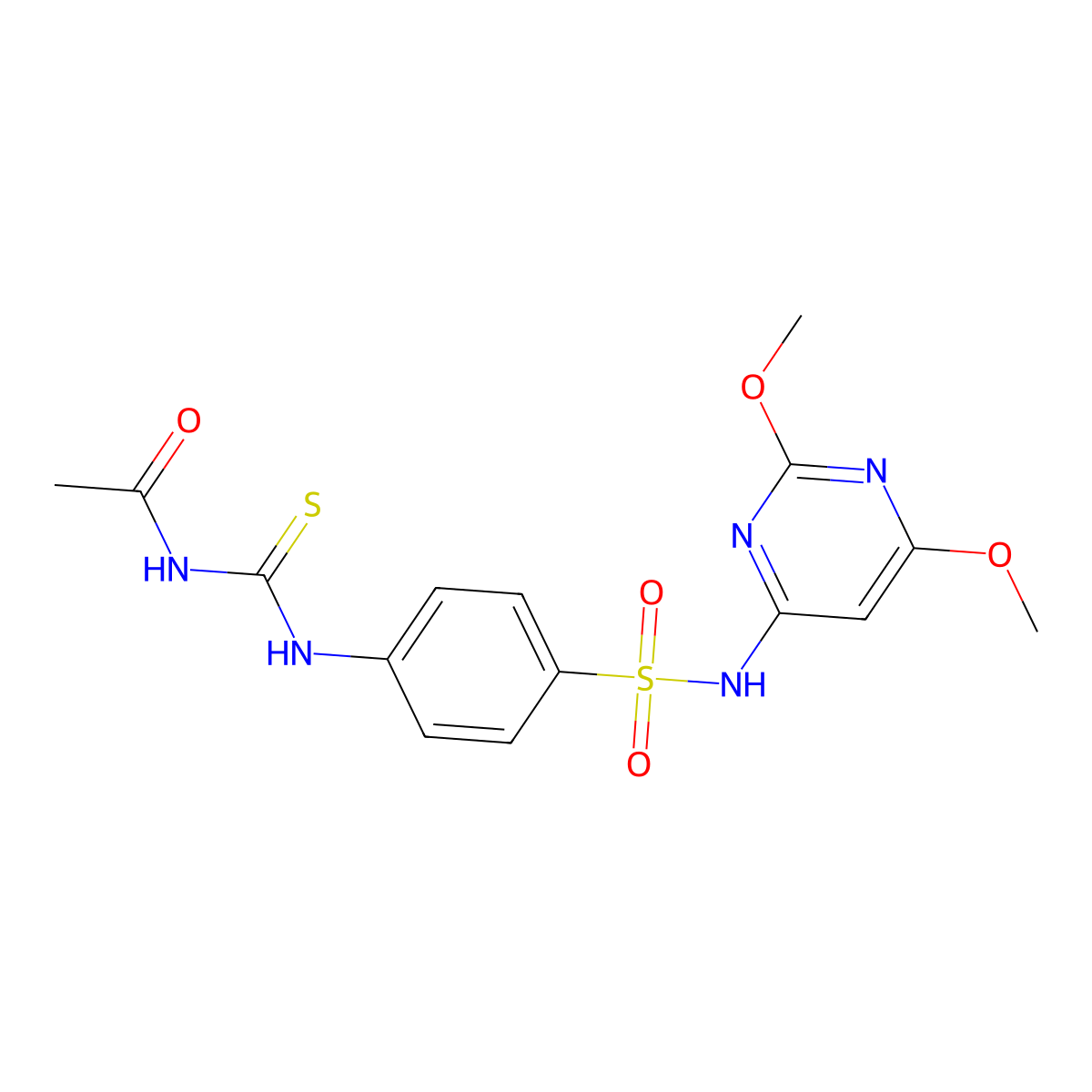 4-{[(acetylamino)carbothioyl]amino}-N-(2,6-dimethoxy-4-pyrimidinyl)benzenesulfonamide molecular structure, CAS 712318-32-6